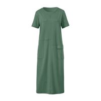Jersey jurk met korte mouwen in H-lijn van bio-katoen, zeegras Maat: 36/38