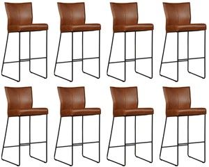 Set van 8 Cognac leren industriële barkrukken Mate - Granada leer Savannah (cognac leer)