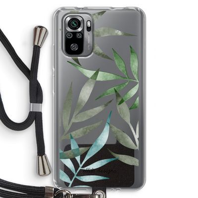 Tropical watercolor leaves: Xiaomi Redmi Note 10S Transparant Hoesje met koord