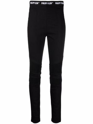 Philipp Plein jegging à taille à logo - Noir