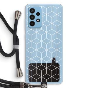Zwart-witte kubussen: Samsung Galaxy A52 Transparant Hoesje met koord