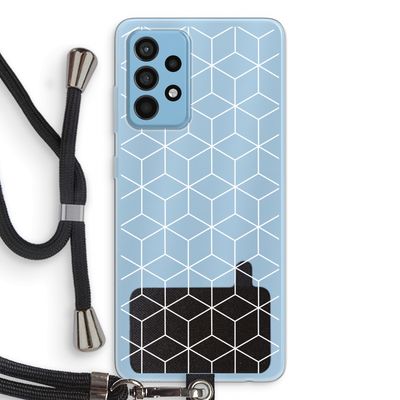 Zwart-witte kubussen: Samsung Galaxy A52 Transparant Hoesje met koord