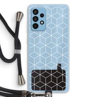 Zwart-witte kubussen: Samsung Galaxy A52 Transparant Hoesje met koord