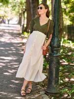 Zwangerschaps- en voedingsblouse met linnen ENVIE DE FRAISE kaki