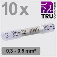 TRU COMPONENTS TC-13448488 Stootverbinder Met krimpkous 0.3 mm² 0.5 mm² Volledig geïsoleerd Wit 10 stuk(s)