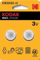 Kodak CR2032 lithium knoopcel batterij blister(2) - 3241070 Kodak CR2032 lithium knoopcel batterij blister(2) - 3241070
