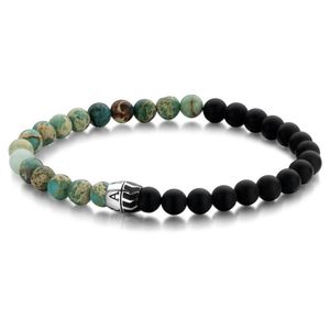 Frank 1967 Beads 7FB 0417 Natuurstenen armband - 20 cm / 8 mm - Groen / Zwart