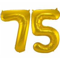 Leeftijd feestartikelen/versiering grote folie ballonnen 75 jaar goud 86 cm   -