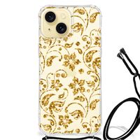 Apple iPhone 15 Case Gouden Bloemen