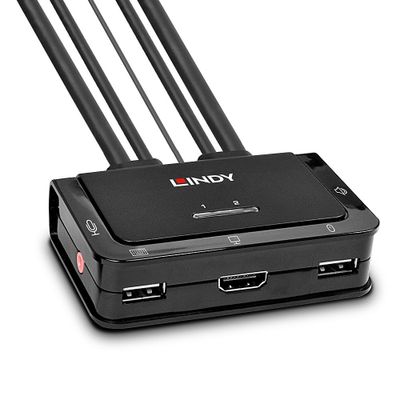 LINDY KVM-Umschalter KVM-switch HDMI Muis, Toetsenbord 4096 x 2160 Pixel