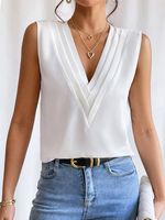 V Neck Casual Loose Plain Shirt - thumbnail