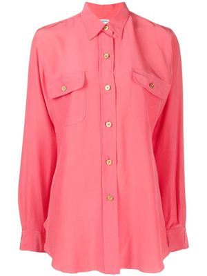 CHANEL Pre-Owned chemise en soie à boutons logo (années 1990-2000) - Rose