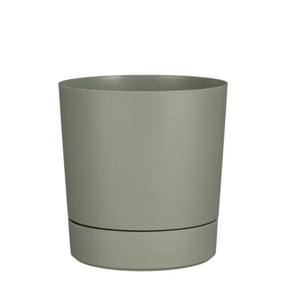 Mica Decorations Bloempot Coco - met onderschaal - olijfgroen - H19 x D18 cm - kunststof - buiten