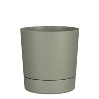 Mica Decorations Bloempot Coco - met onderschaal - olijfgroen - H19 x D18 cm - kunststof - buiten