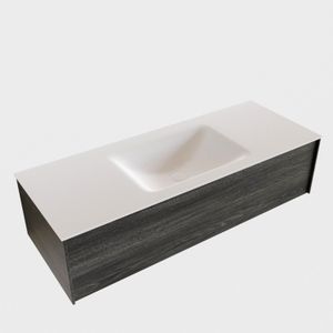 Badkamermeubel BWS Madrid Antraciet 120x45x30 cm Mat Witte Solid Surface Wastafel (0 kraangaten)