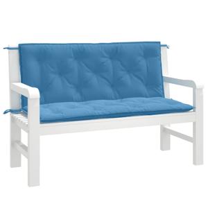 Tuinbankkussens 2 st 120x50x7 cm stof gemleerd blauw