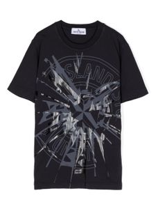 Stone Island Junior t-shirt en coton à logo imprimé - Bleu