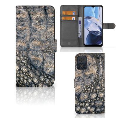 Motorola Moto E22 | E22i | Telefoonhoesje | Met pasjeshouder | Krokodillenprint