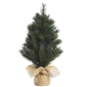 Groene kunst kerstboom 45 cm met jute zak/kluit