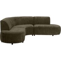 Leen Bakker - Hoekbank Luna Rond - Rebel - Vergrijsd Groen - Stof - Grijs#Groen - 260x260x80 Cm