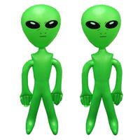 Opblaasbare groene alien figuur - 2x - 170 cm - uit space/de ruimte - buitenaards leven pop Opblaasbare groene alien figuur - 2x - 170 cm - uit space/de ruimte - buitenaards leven pop