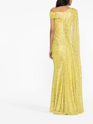 Talbot Runhof robe longue à une épaule - Jaune