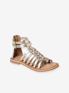 Hoge leren sandalen voor meisjes goud