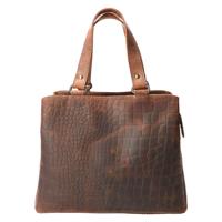 Leather Design Handtas/Schoudertas Croco Hunter Bruin Leather Design Handtas/Schoudertas Croco Hunter Bruin