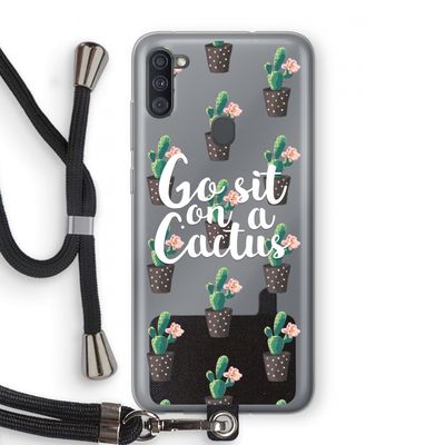 Cactus quote: Samsung Galaxy A11 Transparant Hoesje met koord