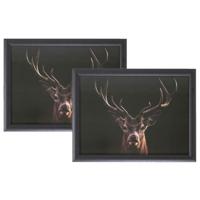 Mars & More Schootkussen - 2x - hert print - laptray - 43 x 33 cm - Schoottafel - Dienblad voor op s