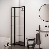 BWS Nisdeur Frame met Vast Paneel 130x200 cm 8 mm NANO Glas Mat Zwart Raster