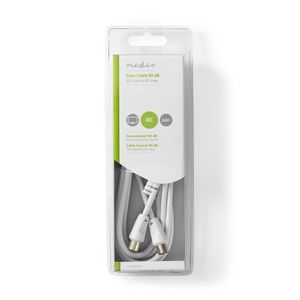 Antennekabel - IEC-connector (M) naar IEC-connector (M) - 2 m - dubbel afgeschermde coaxiaal - 90 dB - wit - rond