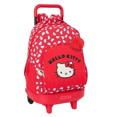 Schoolrugzak met Wielen Hello Kitty Iconic Wit Rood 33 x 45 x 22 cm
