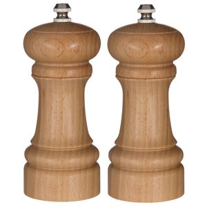 Set van 2x stuks pepermolens/zoutmolens hout beige 14 cm