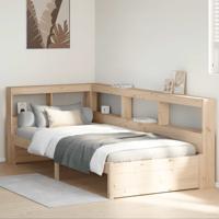 Bed met boekenkast zonder matras massief grenenhout 100x200 cm