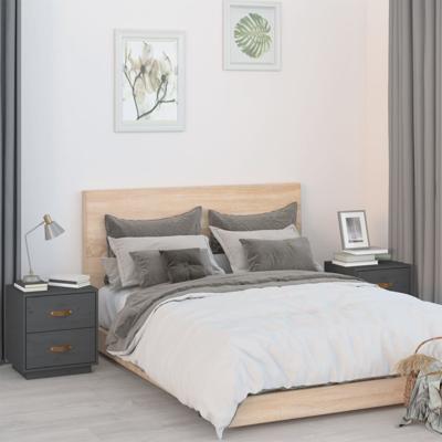 Nachtkastjes 2 st 40x34x45 cm massief grenenhout grijs