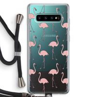 Anything Flamingoes: Samsung Galaxy S10 Plus Transparant Hoesje met koord