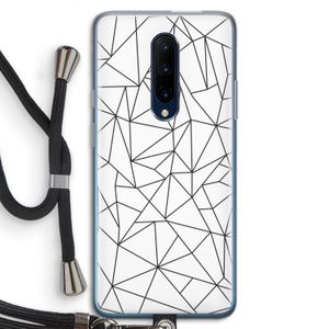 Geometrische lijnen zwart: OnePlus 7 Pro Transparant Hoesje met koord