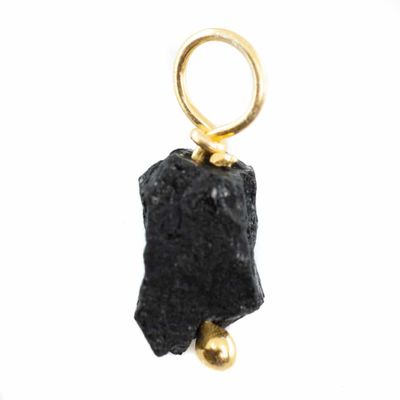 Ruwe Edelsteen Hanger Zwarte Toermalijn 925 Zilver & Verguld (8 - 12