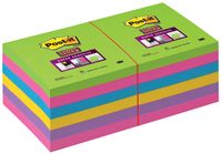 Post-it Super Sticky notes, 90 vel, ft 76 x 76 mm, pak van 12 blokken, geassorteerde kleuren - thumbnail