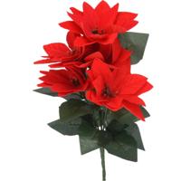 Kunsttak Kerstster - rood - 30 cm - voor binnen - Kerst kunstbloemen