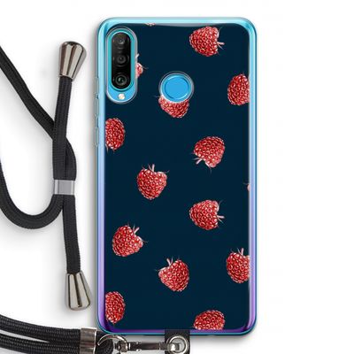 Framboosjes: Huawei P30 Lite Transparant Hoesje met koord