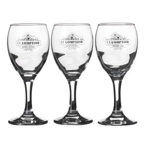 Urban Living witte wijnglazen Comptoir - gedecoreerd glas - 3x stuks - 205 ml