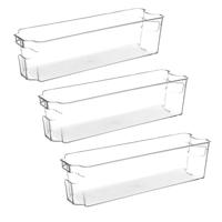 Koelkast/keuken organizer bak - 3x - transparant - kunststof - L37 x H10