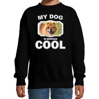 Chow chow honden trui / sweater my dog is serious cool zwart voor kinderen Chow chow honden trui / sweater my dog is serious cool zwart voor kinderen