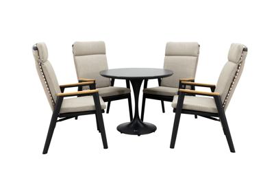 Qopps Gaona tuintafel met 4 Indra verstelbare tuinstoel Qopps Gaona tuintafel met 4 Indra verstelbare tuinstoel