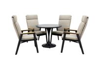 Qopps Gaona tuintafel met 4 Indra verstelbare tuinstoel