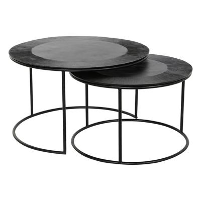 Set van 2 tafels DKD Home Decor Zwart Metaal Aluminium 76 x 76 x 44 cm