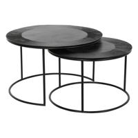Set van 2 tafels DKD Home Decor Zwart Metaal Aluminium 76 x 76 x 44 cm