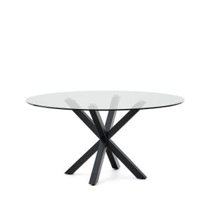 Kave Home Ronde Eettafel 'Argo' Glas, 150cm, kleur Zwart